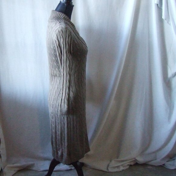 Calvin Klein dress sweater long sleeved taupe brown pull over mock cowl neutral - Picture 2 of 16